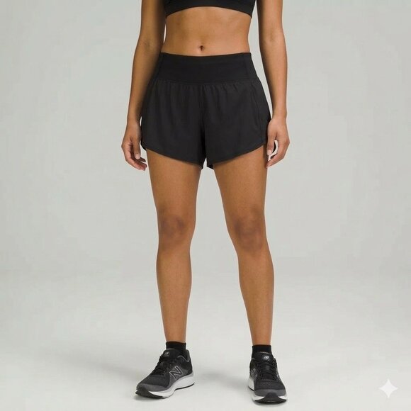 lululemon athletica Pants - Lululemon Run Times Mid Rise Short II 4" Black Swift Ultra Light Running Shorts